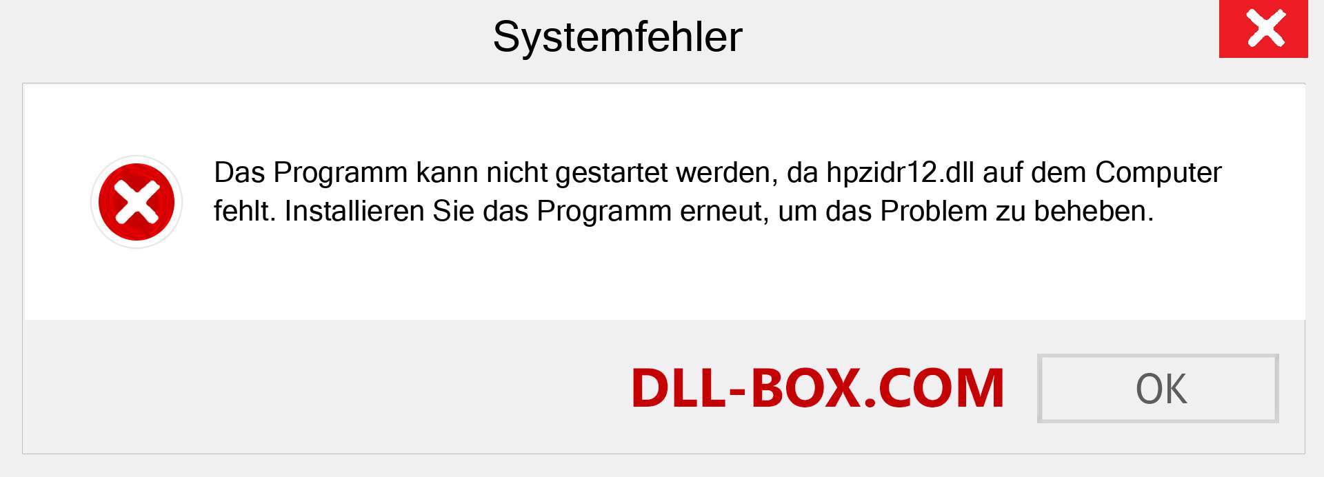 hpzidr12.dll-Datei fehlt?. Download für Windows 7, 8, 10 - Fix hpzidr12 dll Missing Error unter Windows, Fotos, Bildern